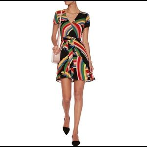 Alice & Olivia Adrianna Rainbow Wrap Mini Dress